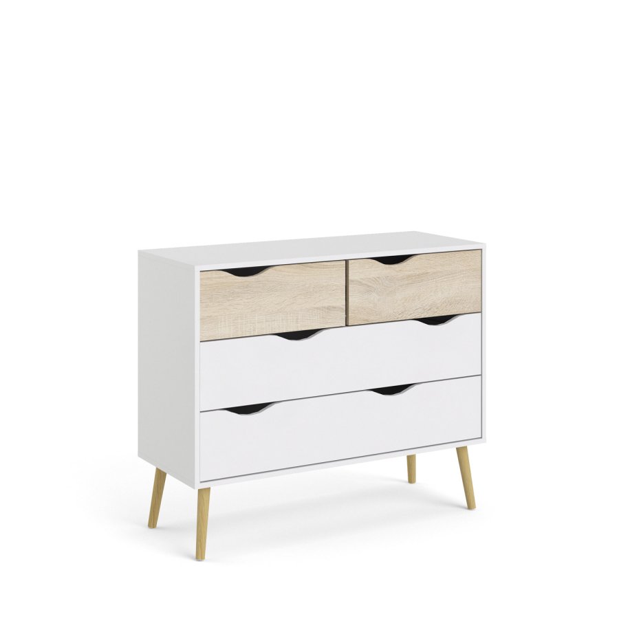 
TVILUM Delta kommode - hvid egetræstruktur, med 4 skuffer
