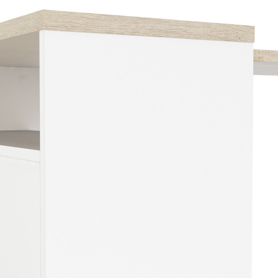 TVILUM Delta skrivebord - eikestruktur/hvit tre m. 2 skuffer