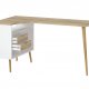 TVILUM Delta skrivebord - eikestruktur/hvit tre m. 2 skuffer