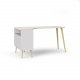 TVILUM Delta skrivebord - eikestruktur/hvit tre m. 2 skuffer