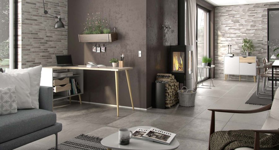 TVILUM Delta skrivebord - eikestruktur/hvit tre m. 2 skuffer