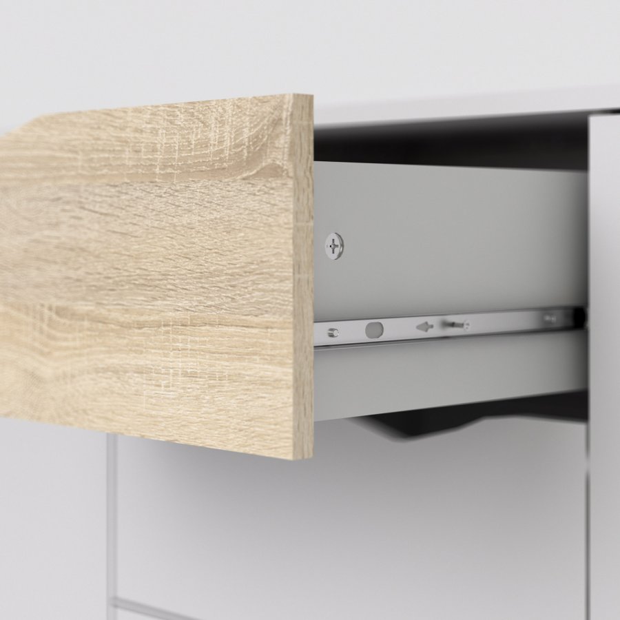 
TVILUM delta skænk - hvid/egestruktur, med 3 låger og 3 skuffer
