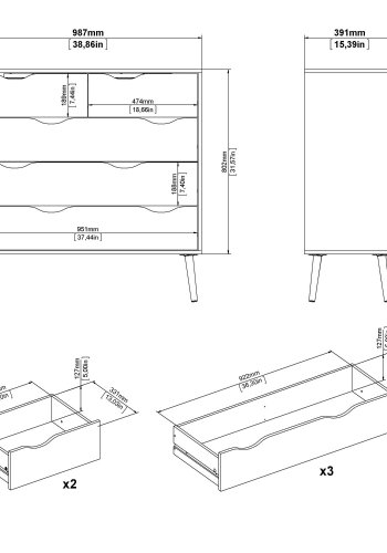 
TVILUM delta kommode - hvid, 5 skuffer
