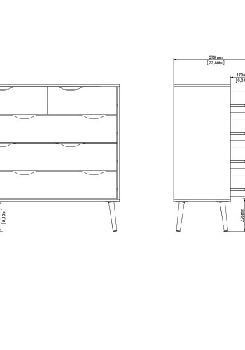 
TVILUM delta kommode - hvid, 5 skuffer
