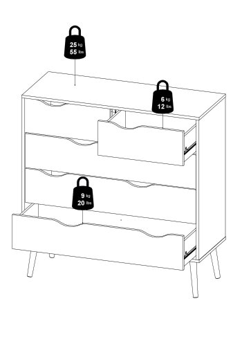 
TVILUM delta kommode - hvid, 5 skuffer
