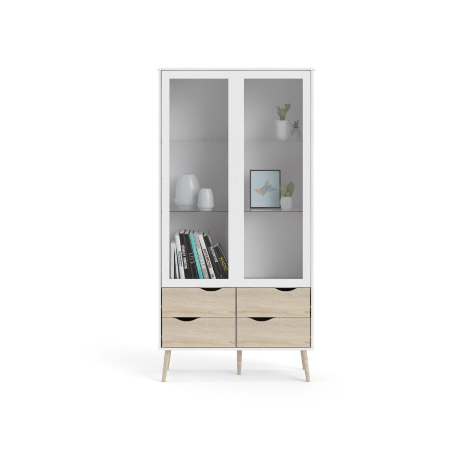 TVILUM Delta vitrineskap - hvit MDF tre, m. 2 drer