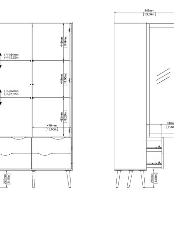 TVILUM Delta vitrineskap - hvit MDF tre, m. 2 drer