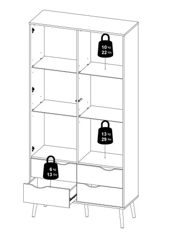 TVILUM Delta vitrineskap - hvit MDF tre, m. 2 drer