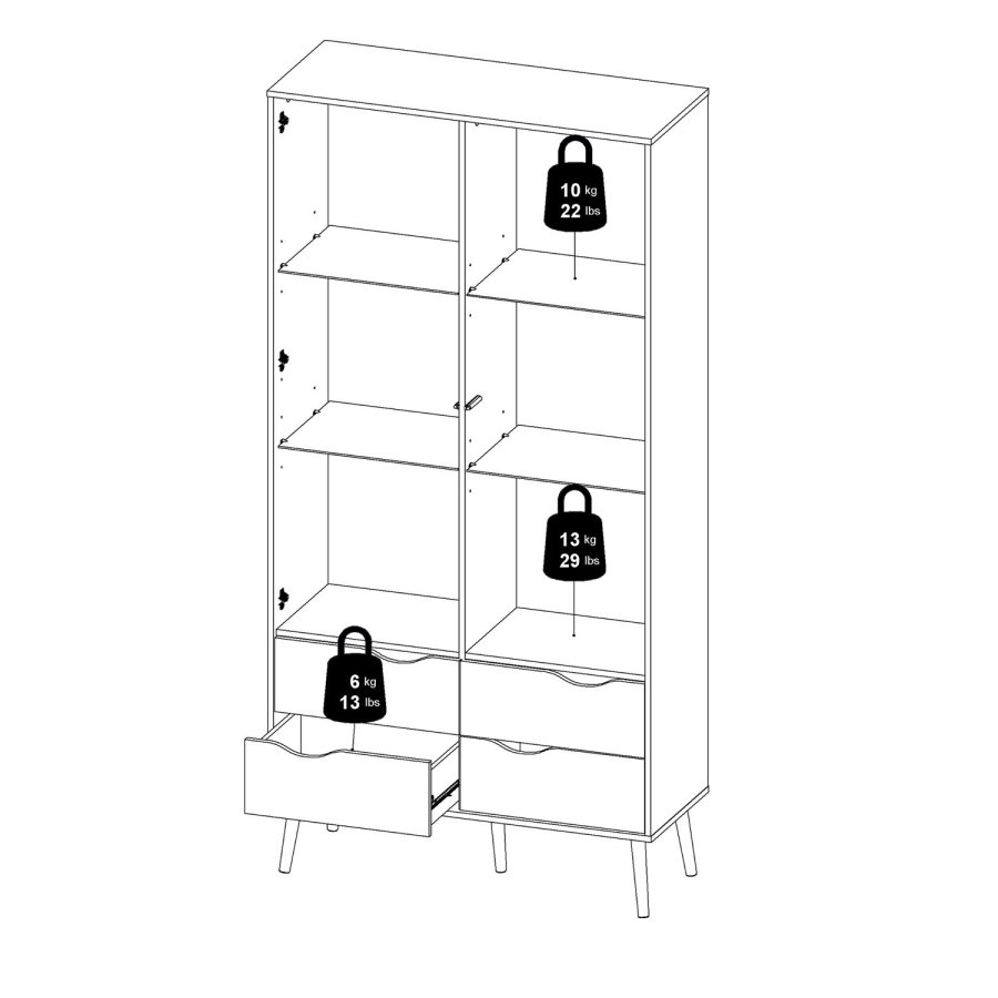 TVILUM Delta vitrineskap - hvit MDF tre, m. 2 drer