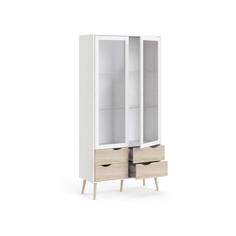 TVILUM Delta vitrineskap - hvit MDF tre, m. 2 drer