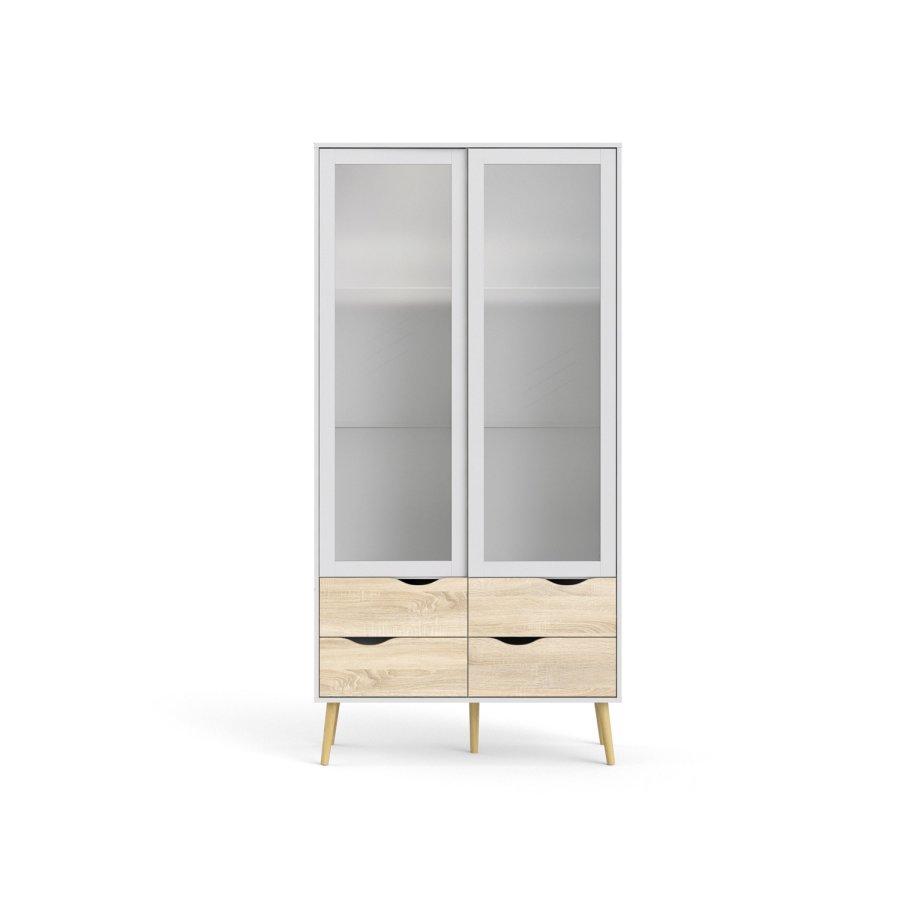 TVILUM Delta vitrineskap - hvit MDF tre, m. 2 drer