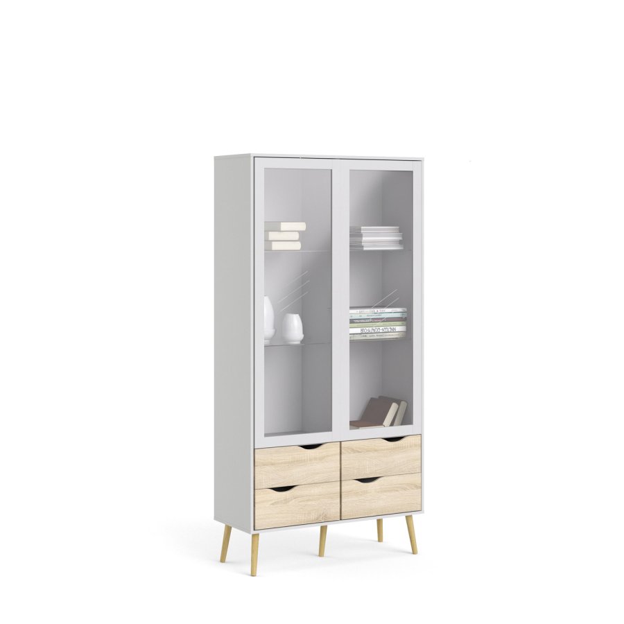 TVILUM Delta vitrineskap - hvit MDF tre, m. 2 drer