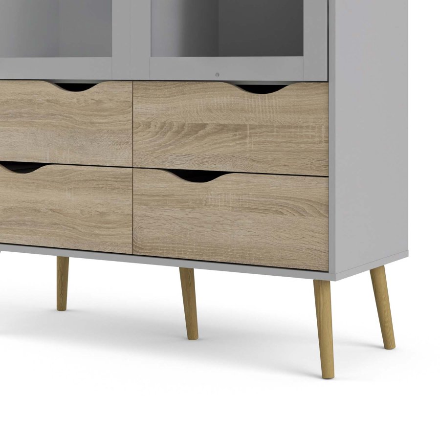 TVILUM Delta vitrineskap - hvit MDF tre, m. 2 drer