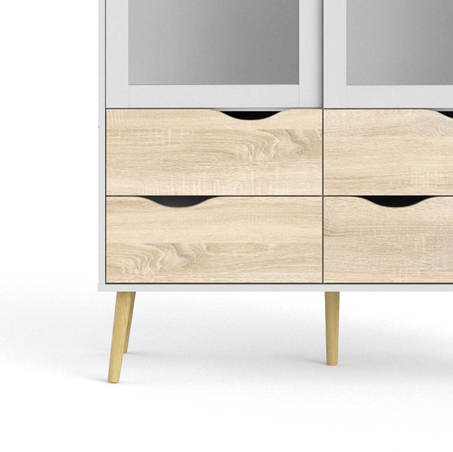 TVILUM Delta vitrineskap - hvit MDF tre, m. 2 drer