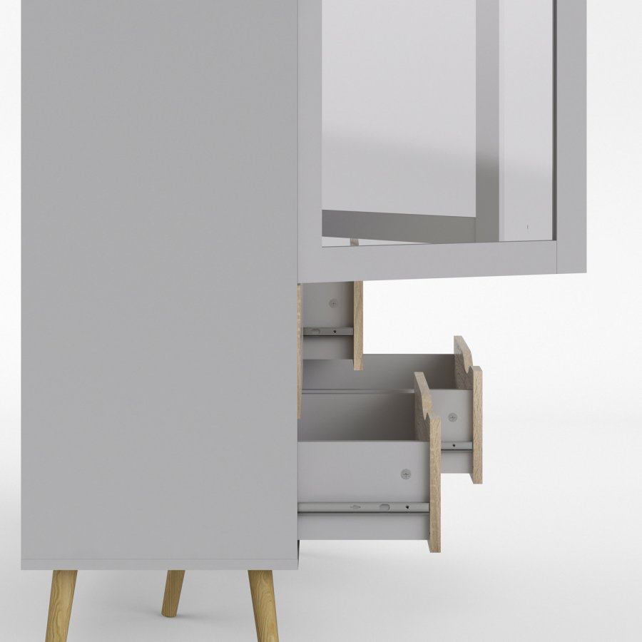 TVILUM Delta vitrineskap - hvit MDF tre, m. 2 drer