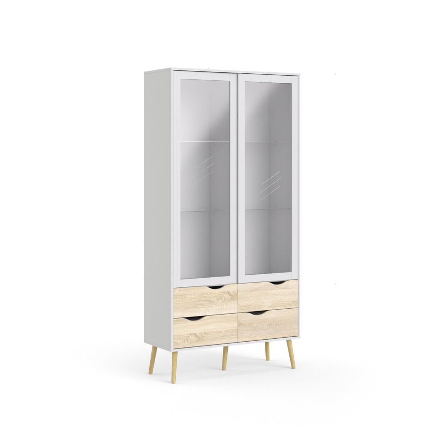 TVILUM Delta vitrineskap - hvit MDF tre, m. 2 drer