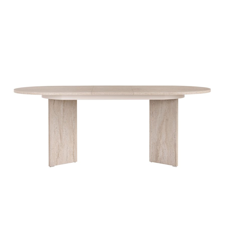 NORDV&Auml;RK Sorell spisebord, m. 1 till�gsplade, oval - sand travertin melamin (160x90)