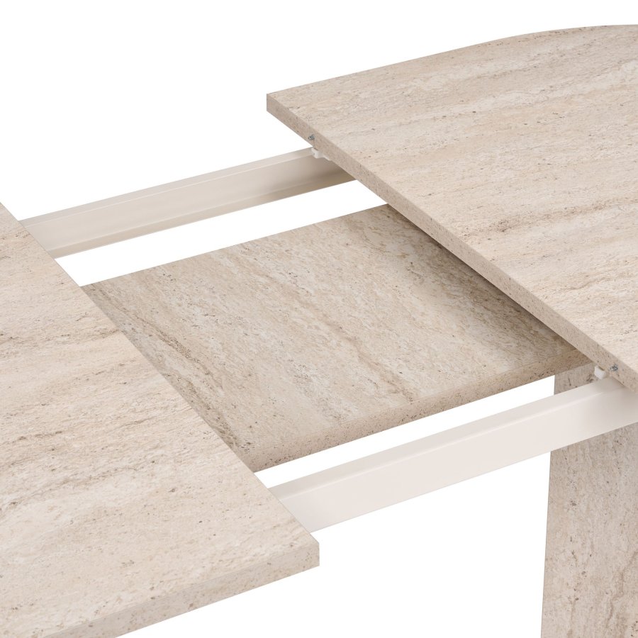 NORDV&Auml;RK Sorell spisebord, m. 1 till�gsplade, oval - sand travertin melamin (160x90)