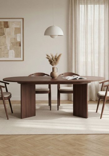  NORDV&Auml;RK Sorell spisebord, m. 1 till�gsplade, oval - brun Milano valn�d melamin (160x90)