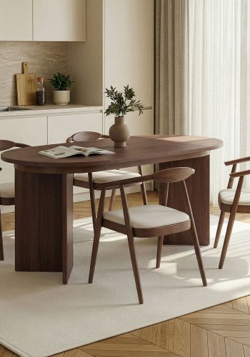  NORDV&Auml;RK Sorell spisebord, m. 1 till�gsplade, oval - brun Milano valn�d melamin (160x90)