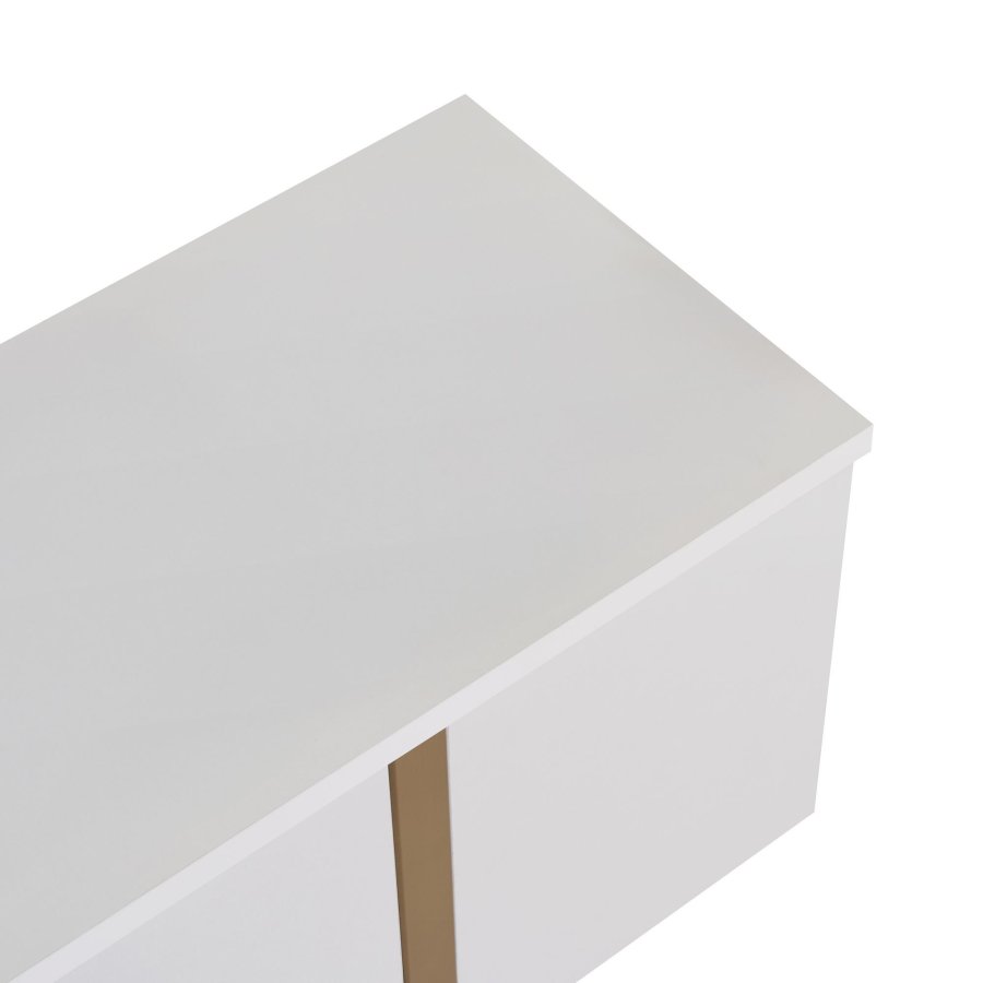 FUNZI LIVING Onera - Vit, Guldf&auml;rgad TV-b&auml;nk