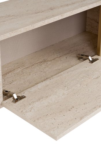 FUNZI LIVING Onera � Travertin, TV-benk i gull