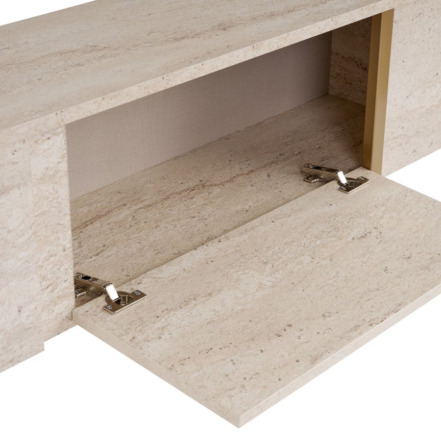 FUNZI LIVING Onera  Travertin, Guldf&auml;rgad TV-b&auml;nk