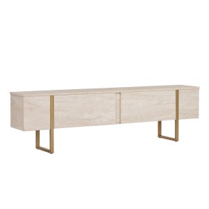 FUNZI LIVING Onera � Travertin, Guldf�rgad TV-b�nk