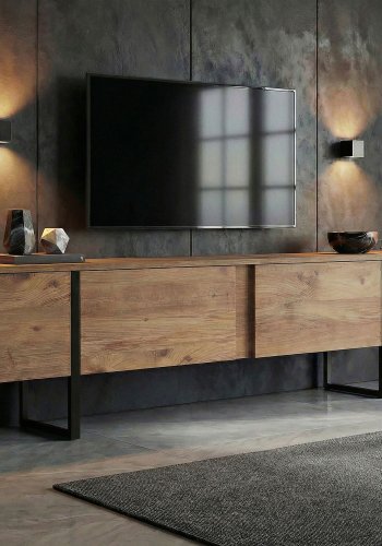 FUNZI LIVING Onera � Atlantic Pine, svart TV-bord