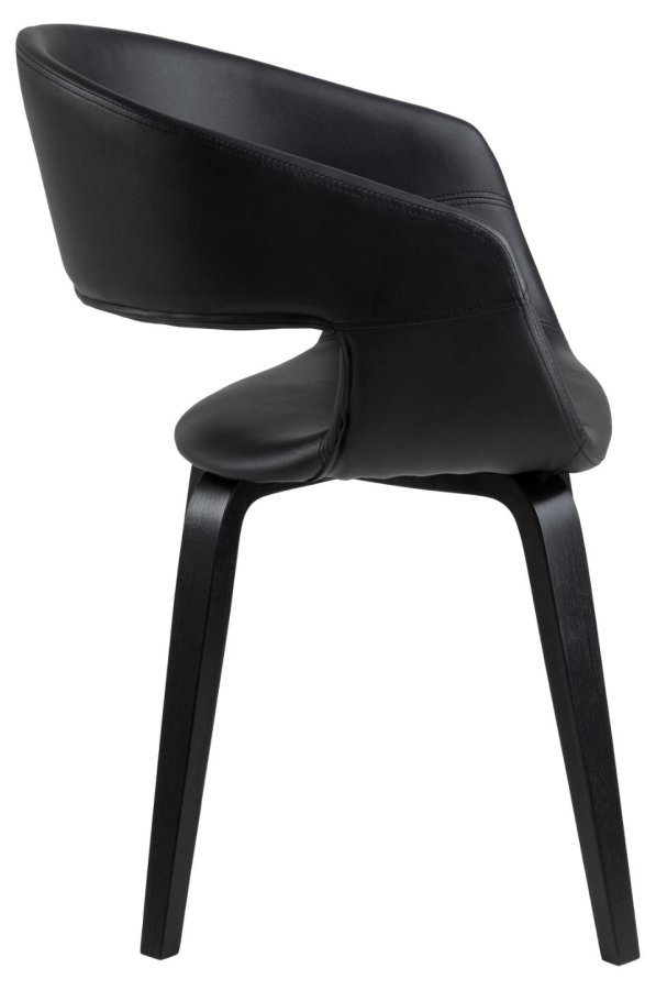 ACT NORDIC Nova Esszimmerstuhl, mit Armlehnen – schwarzes PU und schwarzes Eichenfurnier