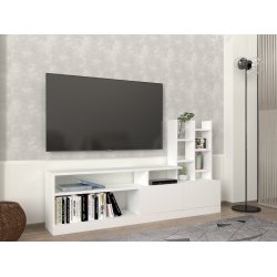 NORDVRK Dolunay TV-bord, m. 2 lger og 6 hylder - hvid melamin (164,4x25)