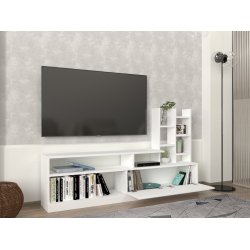 NORDVRK Dolunay TV-bord, m. 2 lger og 6 hylder - hvid melamin (164,4x25)