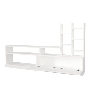 NORDVRK Dolunay TV-bord, m. 2 lger og 6 hylder - hvid melamin (164,4x25)