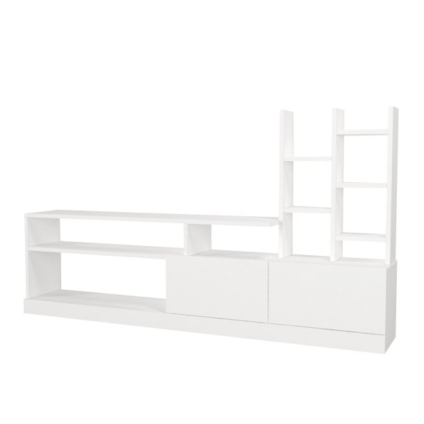 NORDVRK Dolunay TV-bord, m. 2 lger og 6 hylder - hvid melamin (164,4x25)