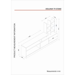 NORDVRK Dolunay TV-bord, m. 2 lger og 6 hylder - hvid melamin (164,4x25)