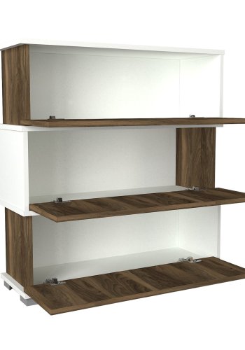 FUNZI LIVING Napoleon skoskap, m. 3 drer - hvit og valntt melamin