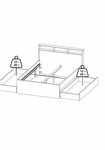 TVILUM Ikast Bett mit 2 Schubladen 140x200, Jackson Hickory / Weiß, 149,8 x 216 x 96,8 cm