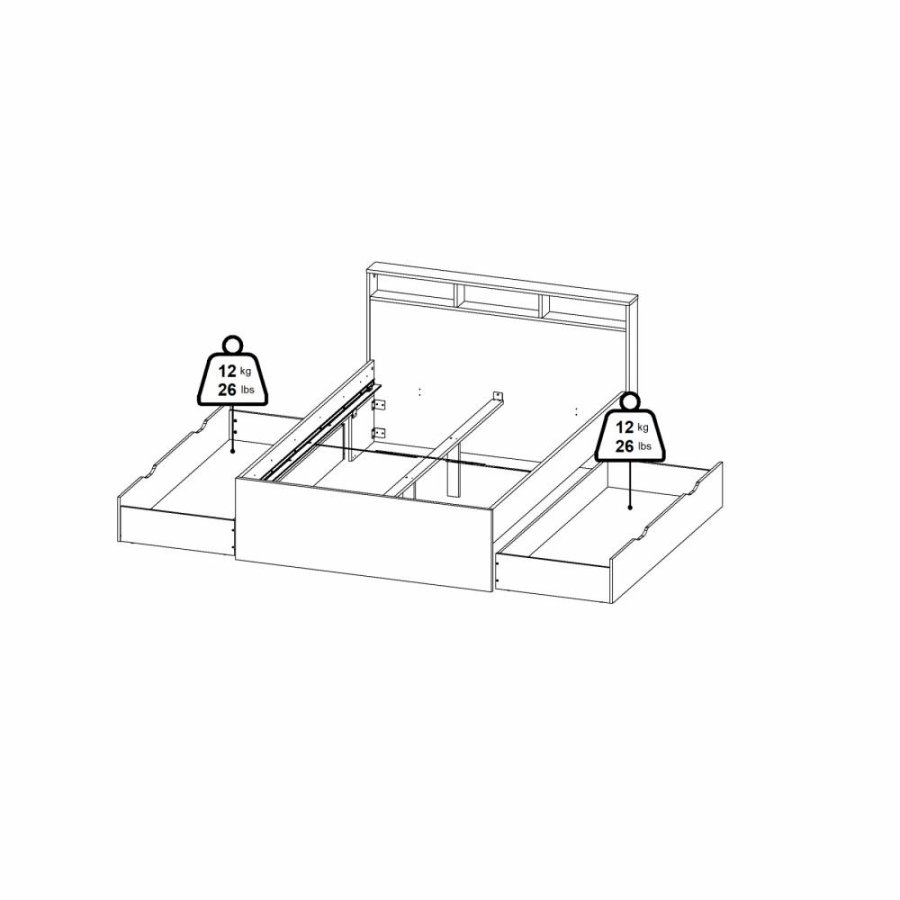 TVILUM Ikast Bett mit 2 Schubladen 140x200, Jackson Hickory / Weiß, 149,8 x 216 x 96,8 cm