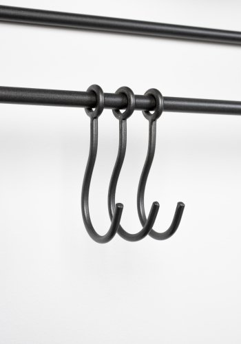 WHITE LABEL LIVING Duco veggmontert klesstativ, med speil, hylle, kroker - svart stl