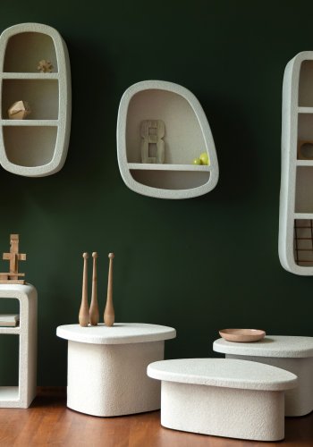 DUTCHBONE Veda vegghylle, m. 2 hyller - beige resirkulert marmor