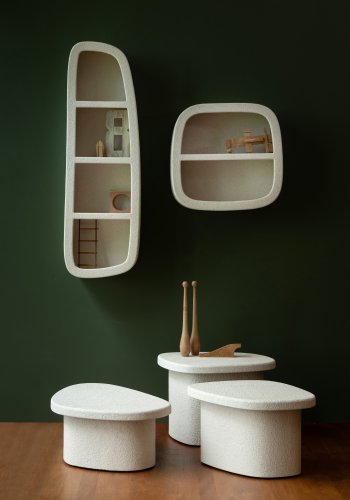 DUTCHBONE Veda vegghylle, mellom, m. 1 hylle - beige resirkulert marmor