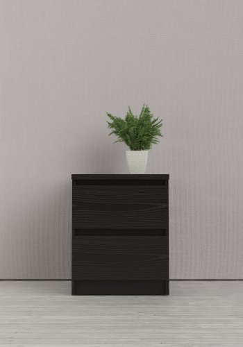 TVILUM Naia sengebord, m. 2 skuffer - sort folie og plastik (40,4x50)