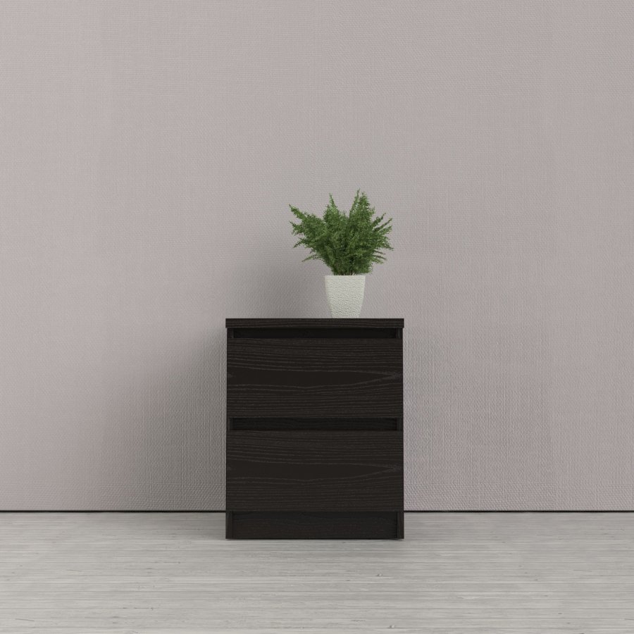 TVILUM Naia sengebord, m. 2 skuffer - sort folie og plastik (40,4x50)