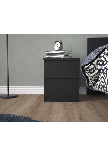 TVILUM Naia sengebord, m. 2 skuffer - sort folie og plastik (40,4x50)