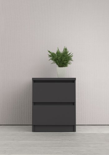 TVILUM Naia sengebord, m. 2 skuffer - sort folie og plastik (40,4x50)