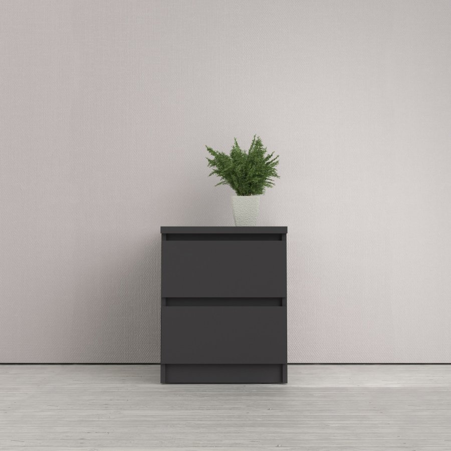 TVILUM Naia sengebord, m. 2 skuffer - sort folie og plastik (40,4x50)