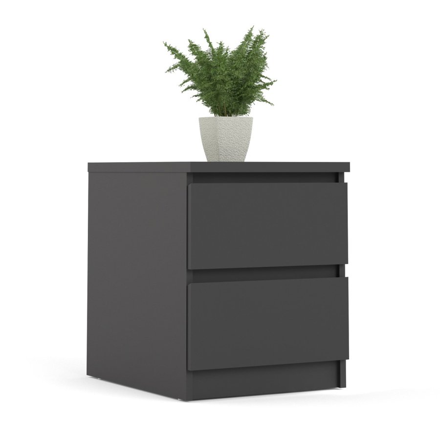 TVILUM Naia sengebord, m. 2 skuffer - sort folie og plastik (40,4x50)