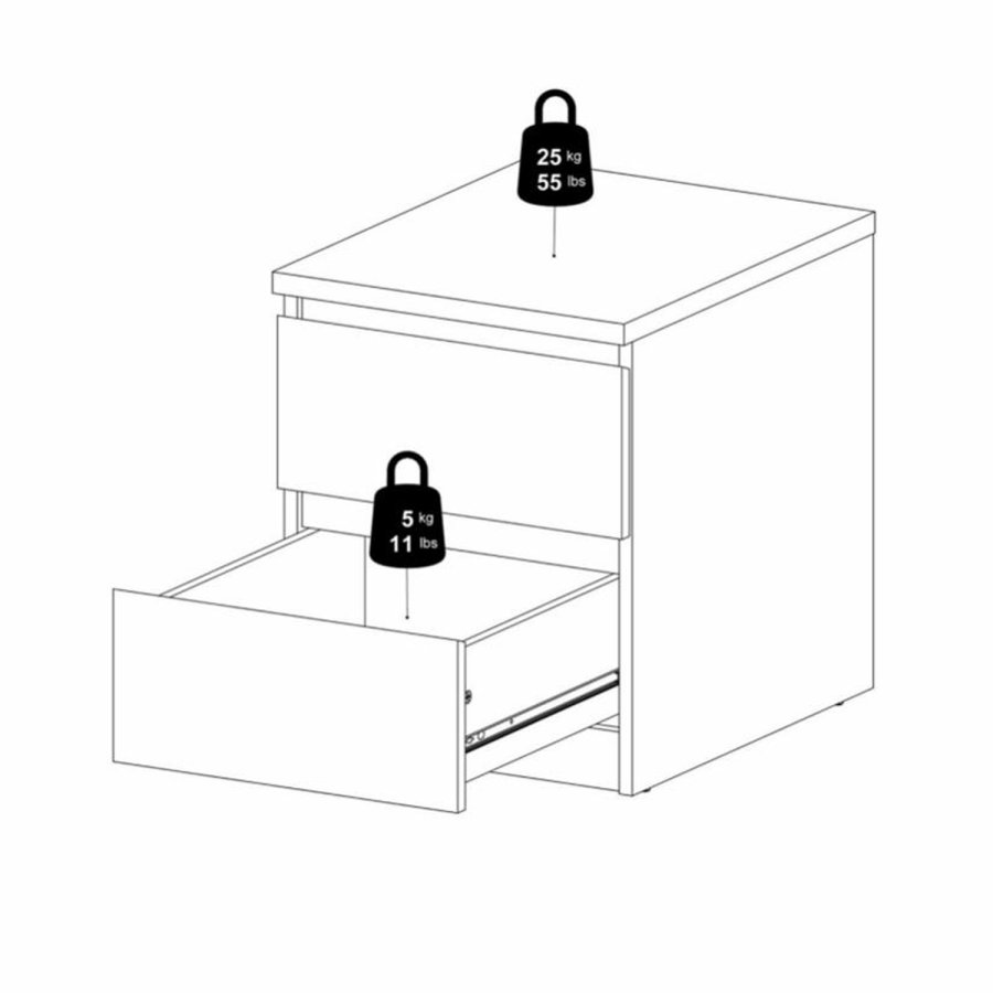 TVILUM Naia sengebord, m. 2 skuffer - sort folie og plastik (40,4x50)