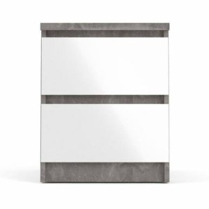 TVILUM Naia sängbord, med 2 ldor - gr/vit folie och plast (40,4x50)