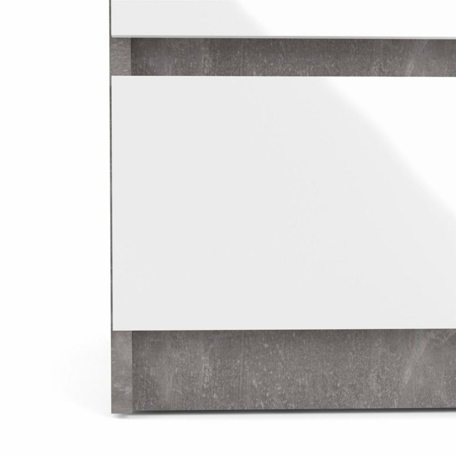 TVILUM Naia Nachttisch, m. 2 Schubladen - grau/weiße Folie und Kunststoff (40,4x50)